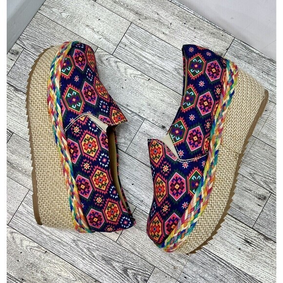 Filano Espadrilles Womens Aztec Southwestern Boho 7.5 Multicolor*Run Small - Picture 2 of 9